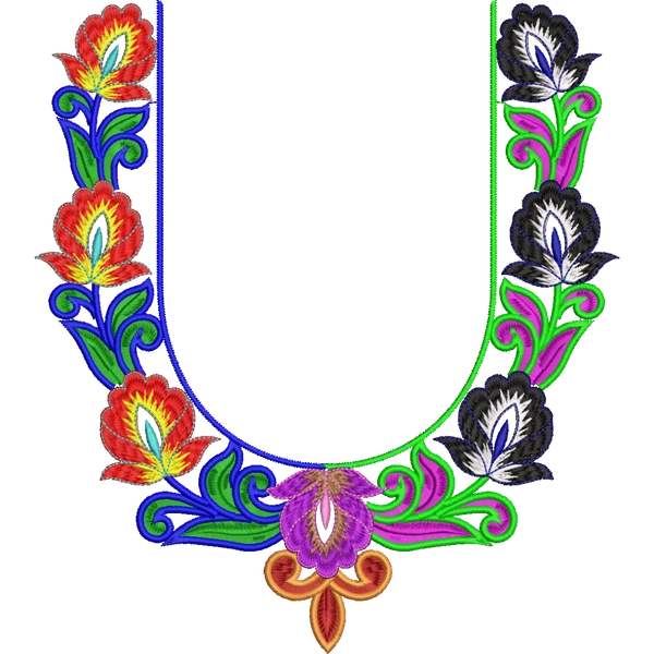 Blouse Design No : HSW-M-103 - Simple Border, U Shape