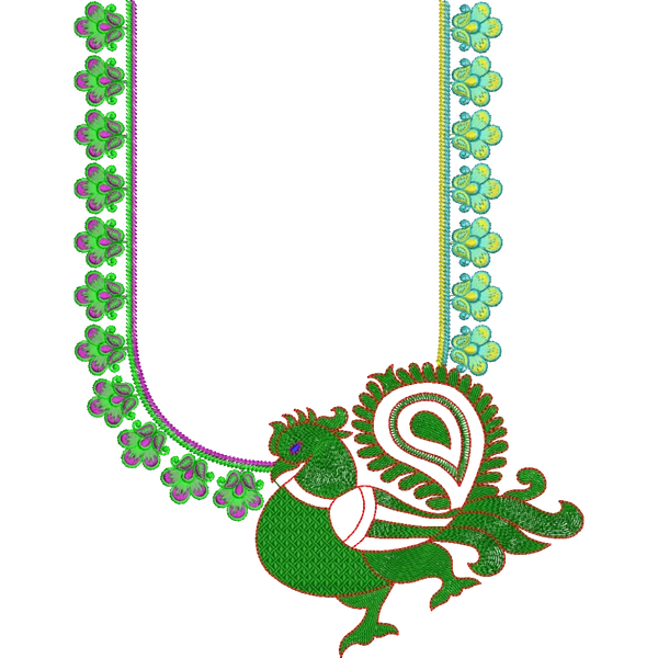 Blouse Design No : HSW-M-105 - Simple Border, U Shape