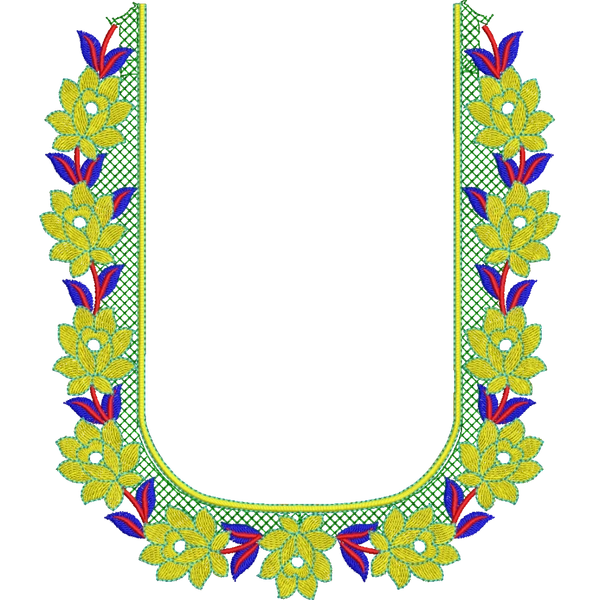 Blouse Design No : HSW-M-125 - Simple Border, U Shape