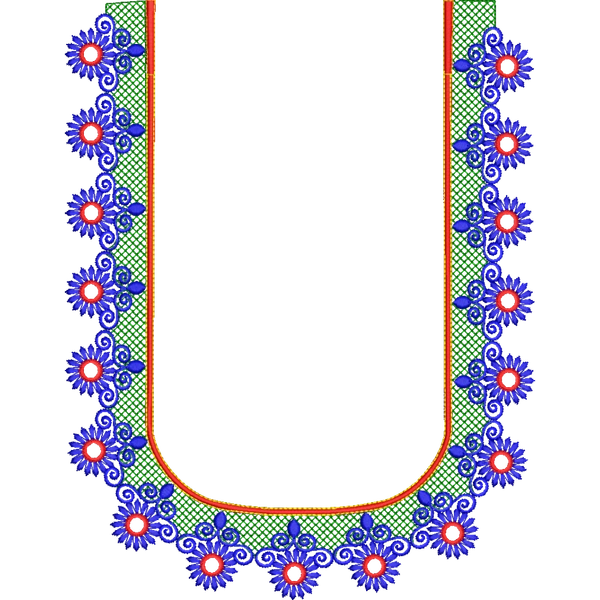 Blouse Design No : HSW-M-128 - Simple Border, U Shape