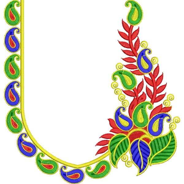 Blouse Design No : HSW-M-149 - Simple Border, U Shape