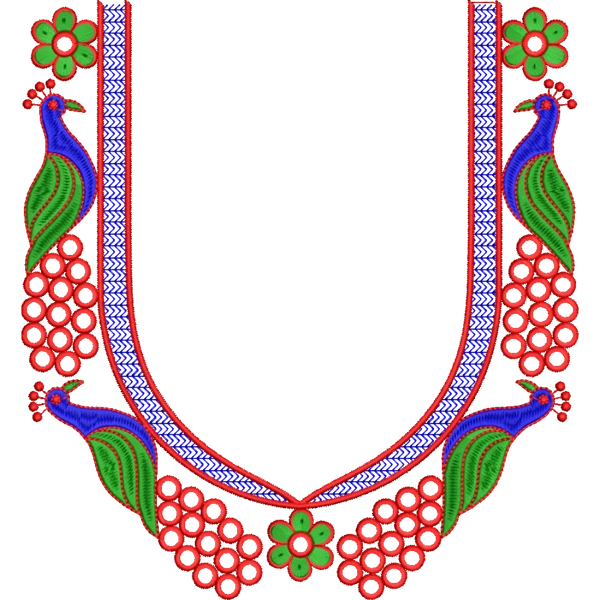 Blouse Design No : HSW-M-158 - Mirror Work, Simple Border, U Shape