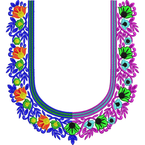 Blouse Design No : HSW-M-172 - Simple Border, U Shape