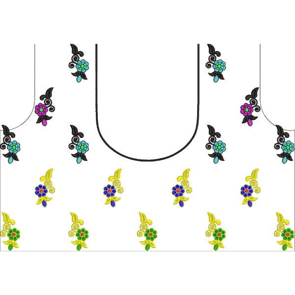 Blouse Design No : HSW-M-174 - Simple Border, U Shape