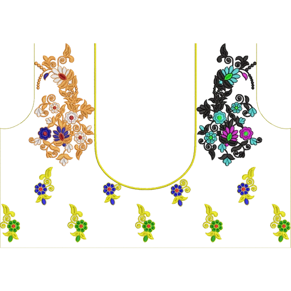 Blouse Design No : HSW-M-174 - Simple Border, U Shape