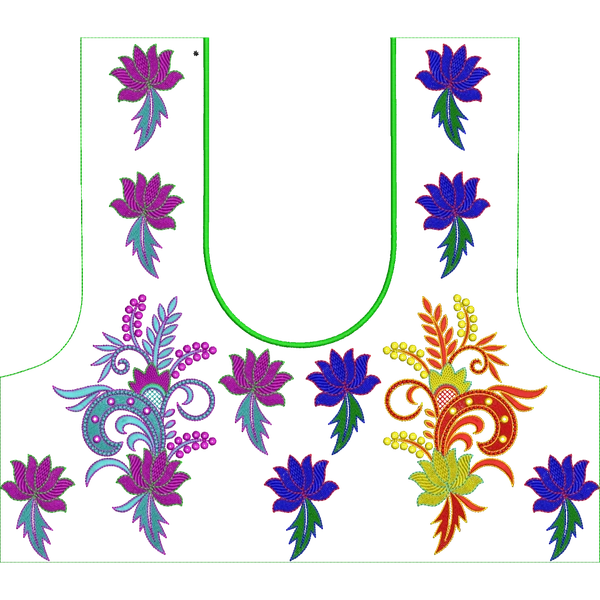 Blouse Design No : HSW-M-185 - Simple Border, U Shape