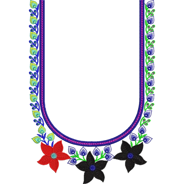 Blouse Design No : HSW-M-193 - Simple Border, U Shape