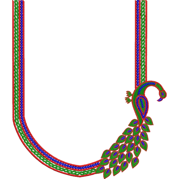 Blouse Design No : HSW-M-195 - Simple Border, U Shape