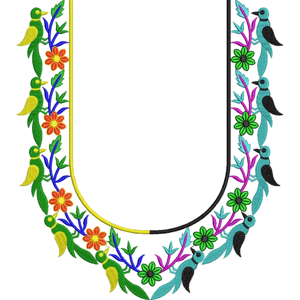 Blouse Design No : HSW-M-198 - Simple Border, U Shape