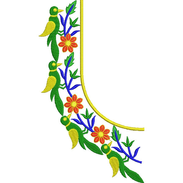 Blouse Design No : HSW-M-198 - Simple Border, U Shape