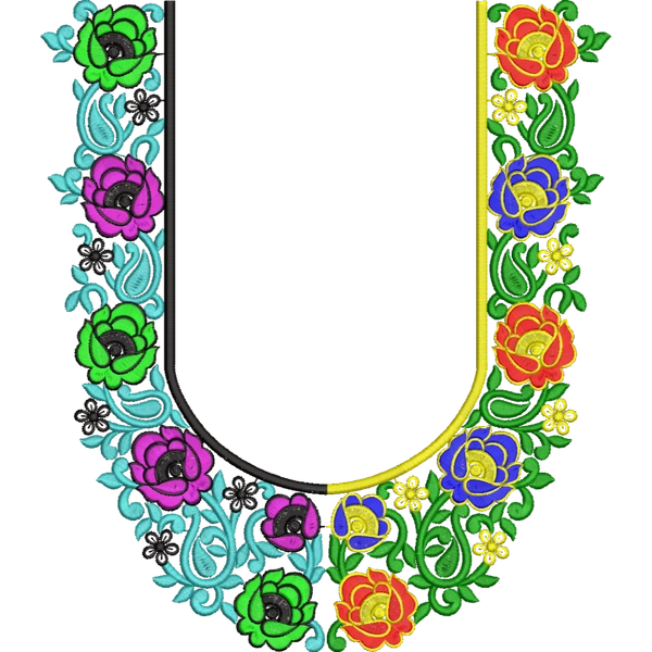 Blouse Design No : HSW-M-260 - Simple Border, U Shape