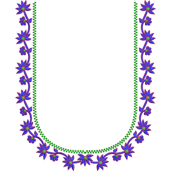 Blouse Design No : HSW-M8-047 - Simple Border, U Shape