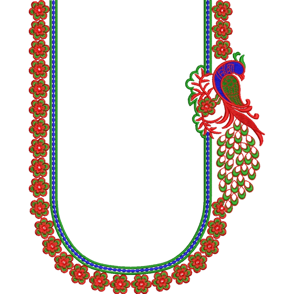 Blouse Design No : HSW PM-42 - Simple Border, U Shape