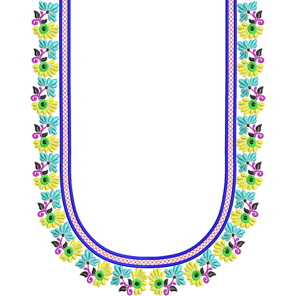 Blouse Design No MSM-003 - Simple Border, U Shape