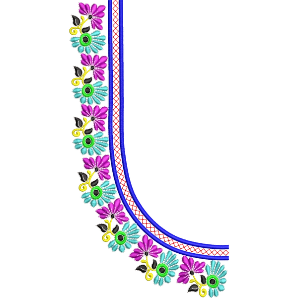 Blouse Design No MSM-003 - Simple Border, U Shape