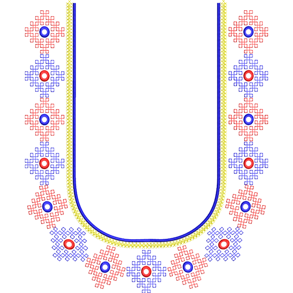 Blouse Design No :MSM - 514 - Kutch Work, Simple Border, U Shape