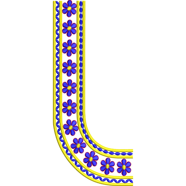Blouse Design No :MSM - 516 ,Flower - Simple Border, U Shape