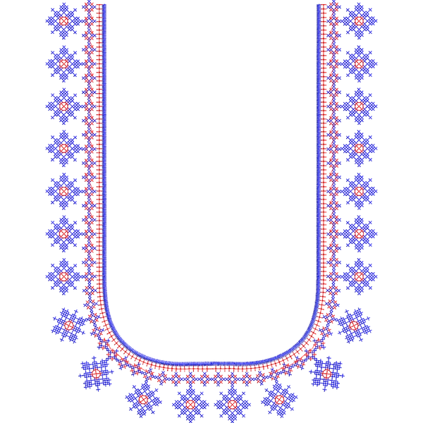 Blouse Design No :MSM - 522 - Kutch Work, Simple Border, U Shape