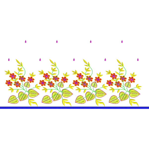 Blouse Design No :MSM - 533 - Border With Butta, U Shape