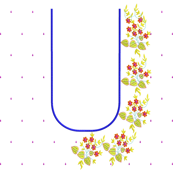 Blouse Design No :MSM - 533 - Border With Butta, U Shape