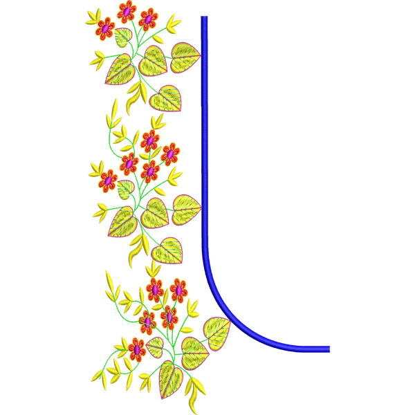 Blouse Design No :MSM - 533 - Border With Butta, U Shape