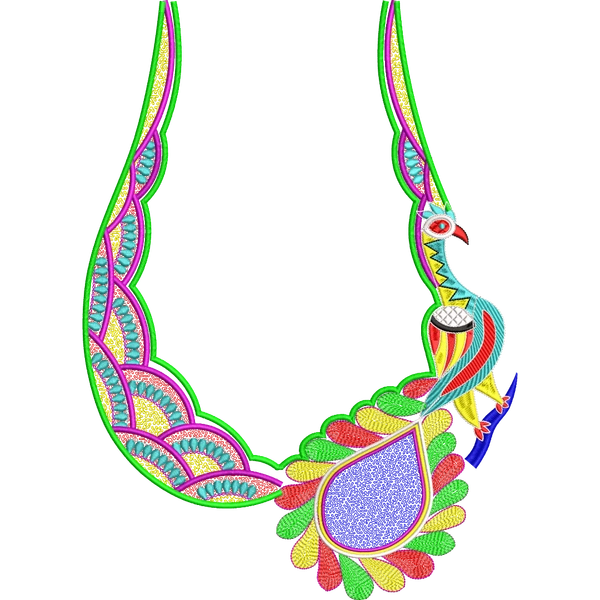 Blouse Design No :MSM - 540 , Mango Design, Peacock - Simple Border, U Shape