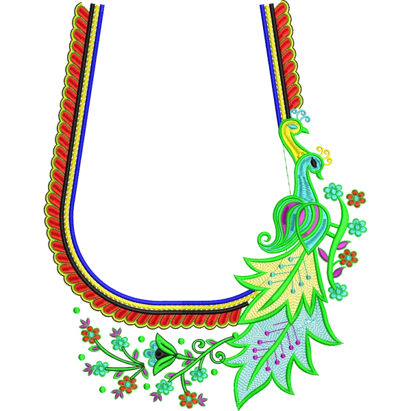 Blouse Design No :MSM - 558 , Peacock - U Shape, Simple Border