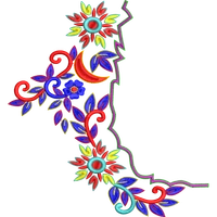 Blouse Design No :MSM - 567 , Flower Bunch - Simple Border, U Shape