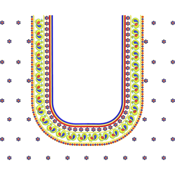 Blouse Design No :MSM - 568 , Peacock - Simple Border, U Shape