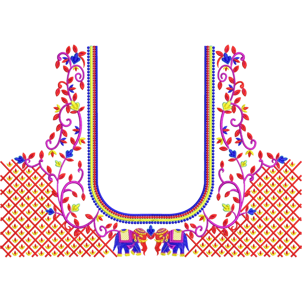 Blouse Design No :MSM - 570 , Elephant - U Shape, Simple Border