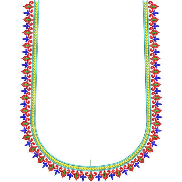 Blouse Design No :MSM - 596 - Border With Butta, U Shape