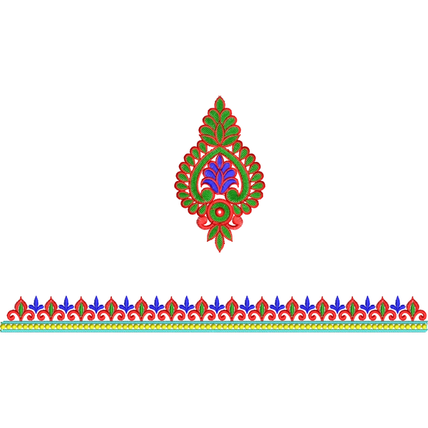 Blouse Design No :MSM - 596 - Border With Butta, U Shape