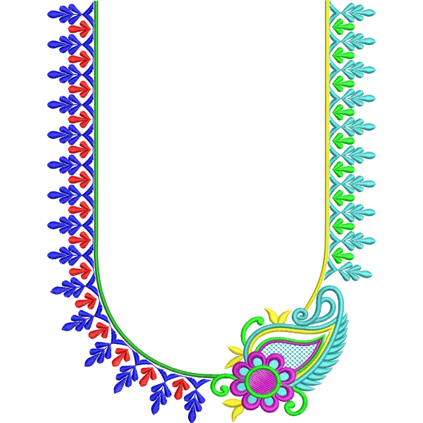 Blouse Design No :MSM - 600 - Border With Butta, U Shape