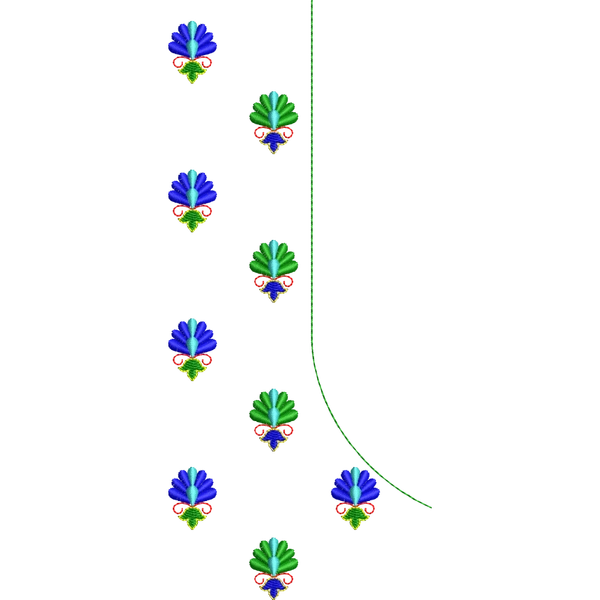 Blouse Design No :MSM - 601 - Border With Butta, U Shape
