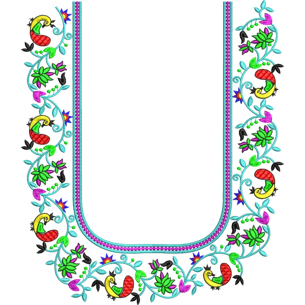 Blouse Design No :MSM - 671 - Simple Border, U Shape