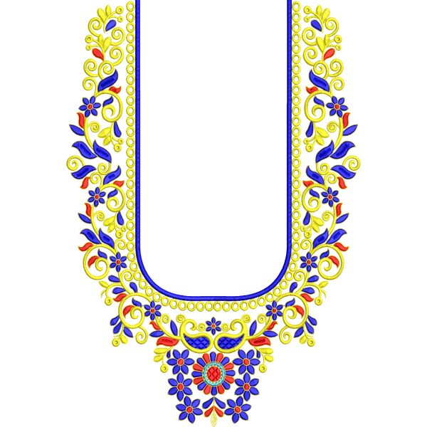 Blouse Design No :MSM - 678 - Border With Butta, U Shape