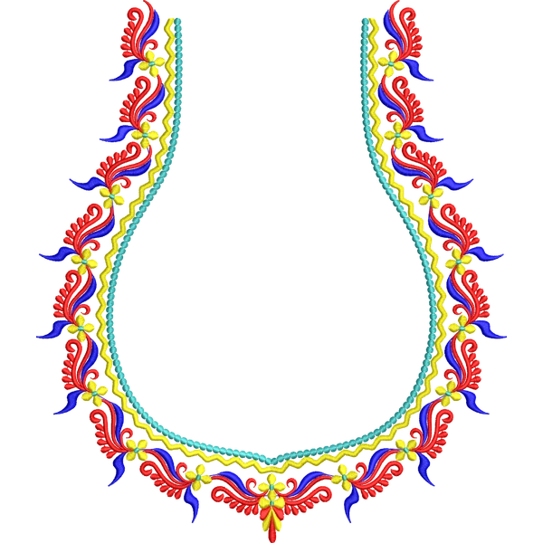 Blouse Design No :MSM - 693 - Border With Butta, U Shape