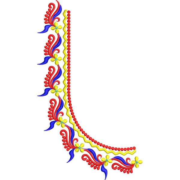 Blouse Design No :MSM - 700 - Border With Butta, U Shape
