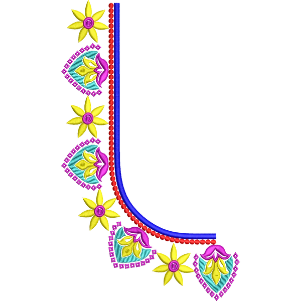 Blouse Design No :MSM - 716 - Border With Butta, U Shape