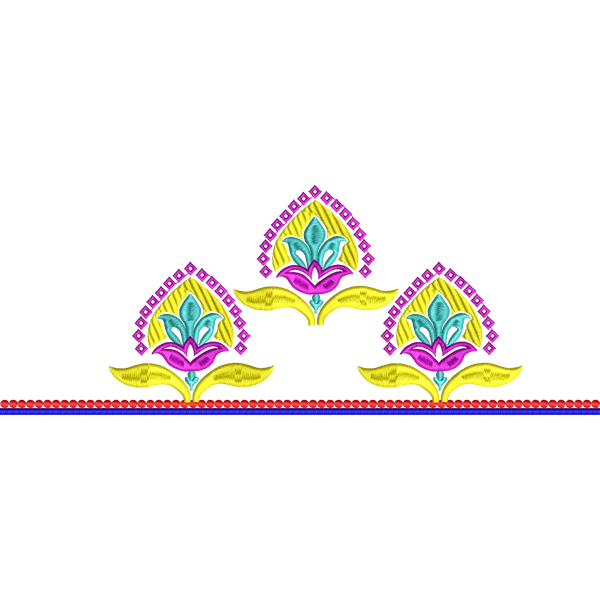 Blouse Design No :MSM - 716 - Border With Butta, U Shape