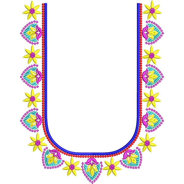 Blouse Design No :MSM - 716 - Border With Butta, U Shape