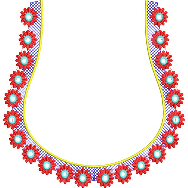 Blouse Design No :MSM - 789 - Mirror Work, Simple Border, U Shape