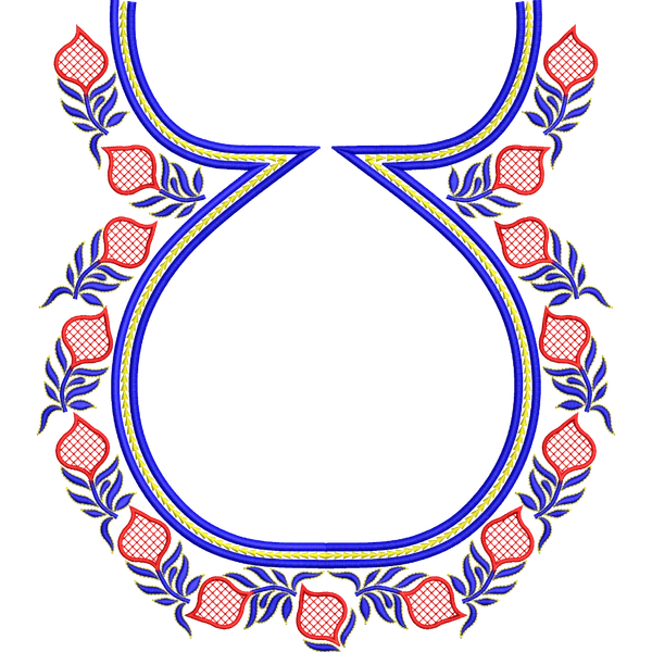 Blouse Design No :MSM - 862 - Simple Border, Pot Neck