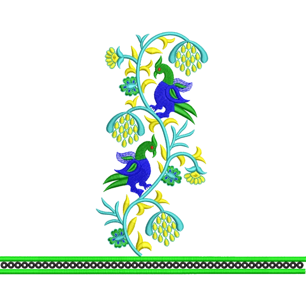 Blouse Design No :MSM - 889 - Border With Butta, U Shape