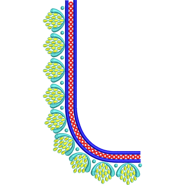 Blouse Design No :MSM - 889 - Border With Butta, U Shape