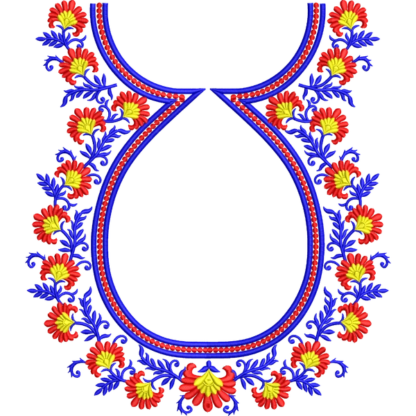 Blouse Design No :MSM - 894 - Simple Border, Pot Neck