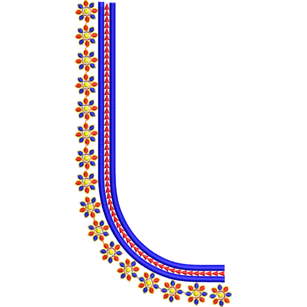 Blouse Design No :MSM - 914 - Border With Butta, U Shape