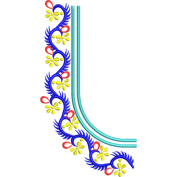 Blouse Design No :MSM - 927 - Border With Butta, U Shape