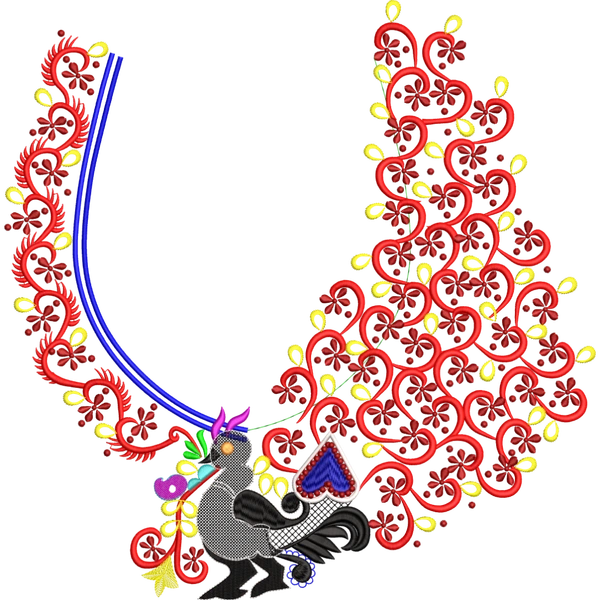 Blouse Design No :MSM - 927 - Border With Butta, U Shape