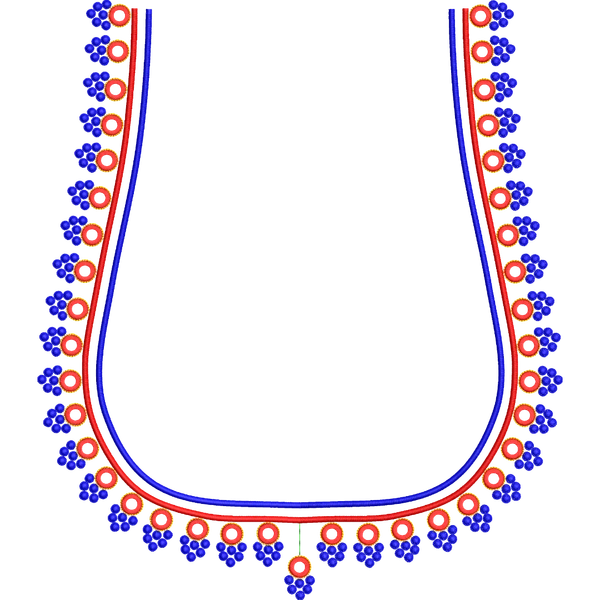 Blouse Design No :MSM - 976 - Border With Butta, U Shape